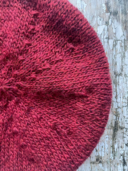Hand Knitted Wool Beret Garnet + Grey Tweed

Beautifully hand knitted beret in Icelandic pure wool, perfect for keeping your head warm on cold days, knitted in garnet, with a grey tweed ribbed band that gives the hat a snug fit.

SIZE: adult.

CARE: hand wash or machine wash on wool cycle at 30 degrees, dry flat, do not tumble dry.