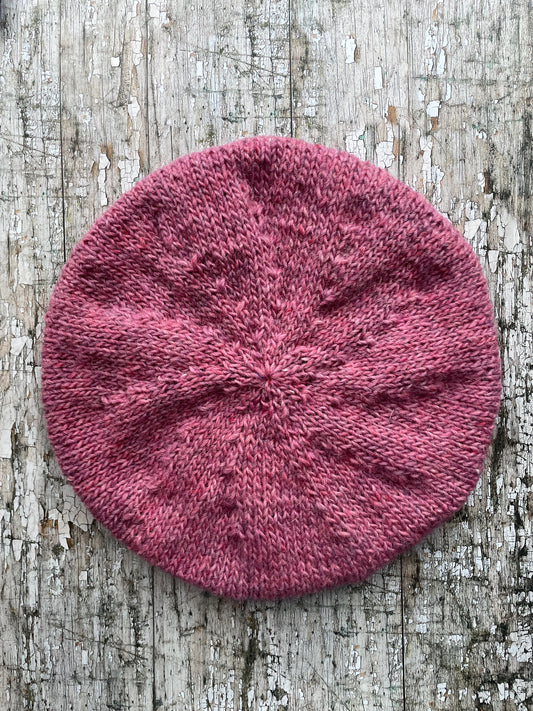 Hand Knitted Wool Beret Pink Heather

Beautifully hand knitted beret in Icelandic pure wool, perfect for keeping your head warm on cold days, knitted in a lovely pink heather colour, with a ribbed band that gives the hat a snug fit.

SIZE: adult.

DIAMETER: 11+1/4" / 28.5cm.

CARE: hand wash or machine wash on wool cycle at 30 degrees, dry flat, do not tumble dry.