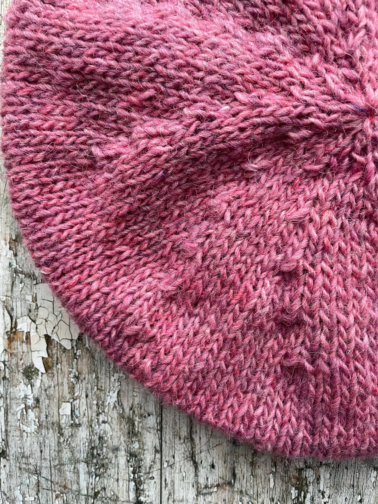 Hand Knitted Wool Beret Pink Heather

Beautifully hand knitted beret in Icelandic pure wool, perfect for keeping your head warm on cold days, knitted in a lovely pink heather colour, with a ribbed band that gives the hat a snug fit.

SIZE: adult.

DIAMETER: 11+1/4" / 28.5cm.

CARE: hand wash or machine wash on wool cycle at 30 degrees, dry flat, do not tumble dry.