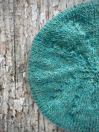 Hand Knitted Wool Beret Aqua Heather

Beautifully hand knitted beret in Icelandic pure wool, perfect for keeping your head warm on cold days and knitted in a lovely aquamarine colour, with a ribbed band that gives the hat a snug fit.

SIZE: adult.

DIAMETER: 11+1/4" / 28.5cm.

CARE: hand wash or machine wash on wool cycle at 30 degrees, dry flat, do not tumble dry.