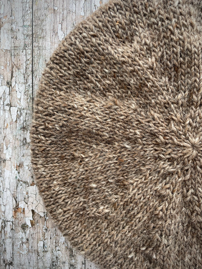 Hand Knitted Wool Beret Dark Oat + Dark Chocolate

Beautifully hand knitted beret in Icelandic pure wool, perfect for keeping your head warm on cold days, knitted in dark oat heather, with a dark chocolate brown ribbed band that gives the hat a snug fit.

SIZE: adult.

DIAMETER: 11+1/4" / 28.5 cm.

CARE: hand wash or machine wash on wool cycle at 30 degrees, dry flat, do not tumble dry.