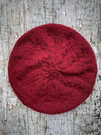 Hand Knitted Wool Beret Garnet

Beautifully hand knitted beret in Icelandic pure wool, perfect for keeping your head warm on cold days, knitted in a beautiful garnet colour, with a ribbed band that gives the hat a snug fit.

SIZE: adult.


DIAMETER: 11+3/4" / 30cm.


CARE: hand wash or machine wash on wool cycle at 30 degrees, dry flat, do not tumble dry.