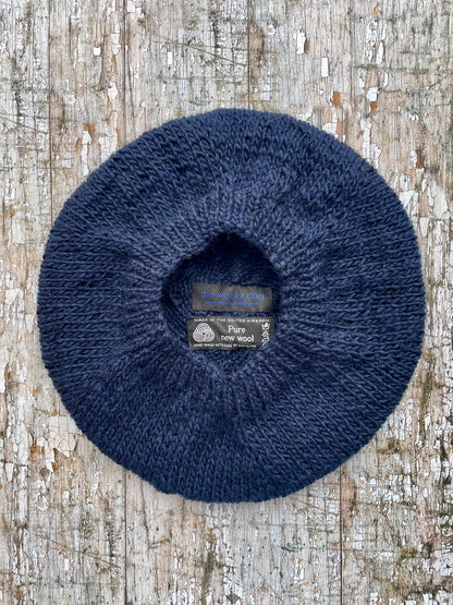 Hand Knitted Wool Beret Navy Blue

Beautifully hand knitted beret&nbsp;in dark navy blue Icelandic wool, perfect for keeping your head warm on cold days, with a ribbed band that gives the hat a snug fit.

SIZE: adult.


DIAMETER: 11+1/4" / 28.5cm.


CARE: hand wash or machine wash on wool cycle at 30 degrees, dry flat, do not tumble dry.