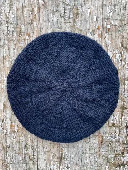 Hand Knitted Wool Beret Navy Blue

Beautifully hand knitted beret&nbsp;in dark navy blue Icelandic wool, perfect for keeping your head warm on cold days, with a ribbed band that gives the hat a snug fit.

SIZE: adult.


DIAMETER: 11+1/4" / 28.5cm.


CARE: hand wash or machine wash on wool cycle at 30 degrees, dry flat, do not tumble dry.